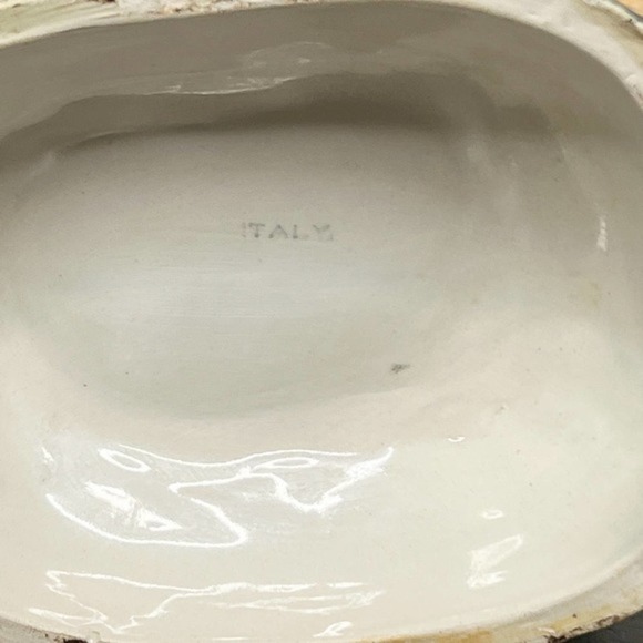 Vintage Hand Painted Duck Shaped Soup Tureen Ladle Italy - Picture 9 of 13